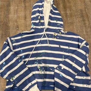 Polo Ralph Lauren Hoodie Women’s Medium Cropped Sweatshirt Fleece Splatter Paint